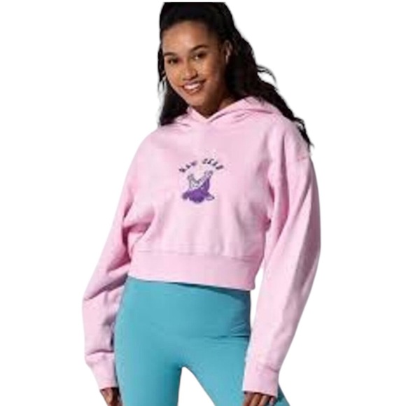 RAWGEAR Cropped Pink Hoodie NWT Womens Large Embroidered Logo Active Streetwear - Picture 1 of 10